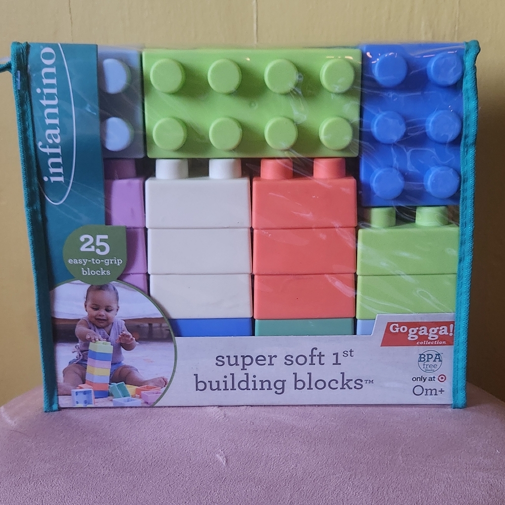 Infantino Soft Building Blocks - Green, Blue, Pink, Orange